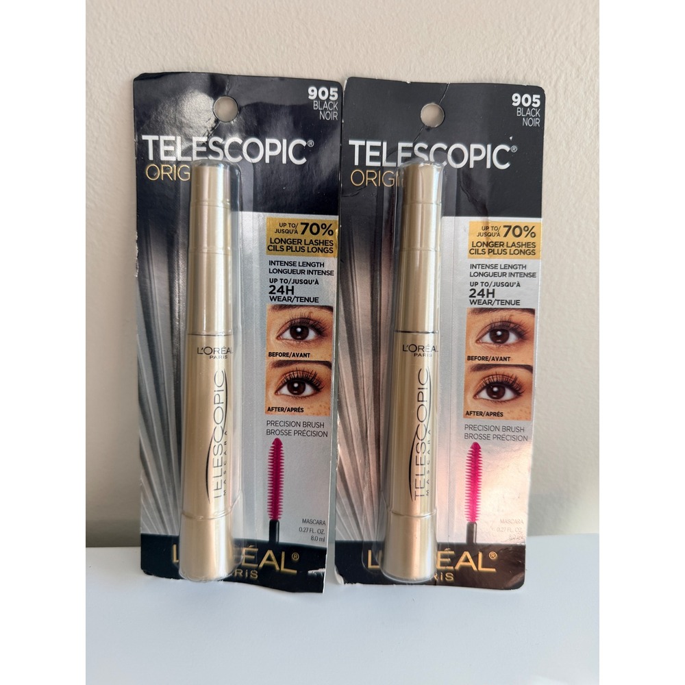 L'Oreal Telescopic Mascara Women 2-Pack 905 Black Noir Lengthening NWT